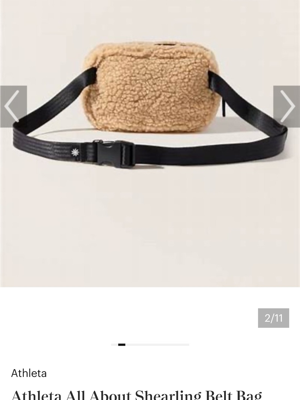 Shearling Belt Bag in Camel with Black Strap